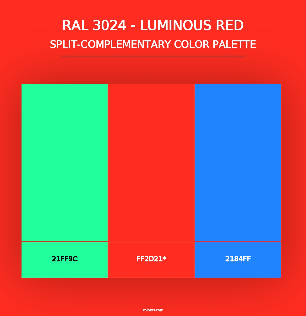 RAL 3024 - Luminous Red - Split-Complementary Color Palette