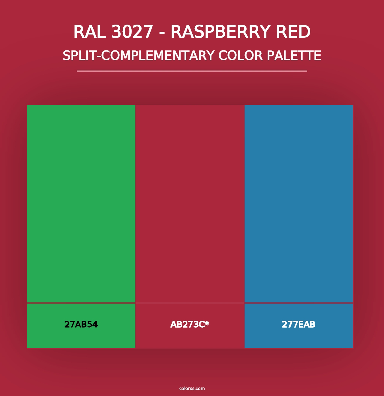 RAL 3027 - Raspberry Red - Split-Complementary Color Palette