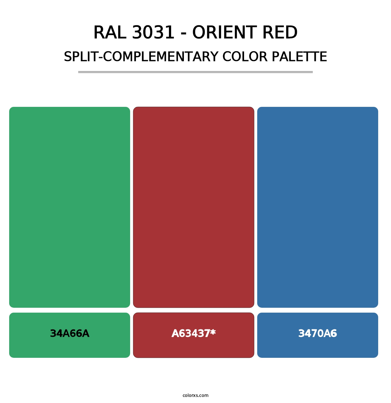 RAL 3031 - Orient Red - Split-Complementary Color Palette