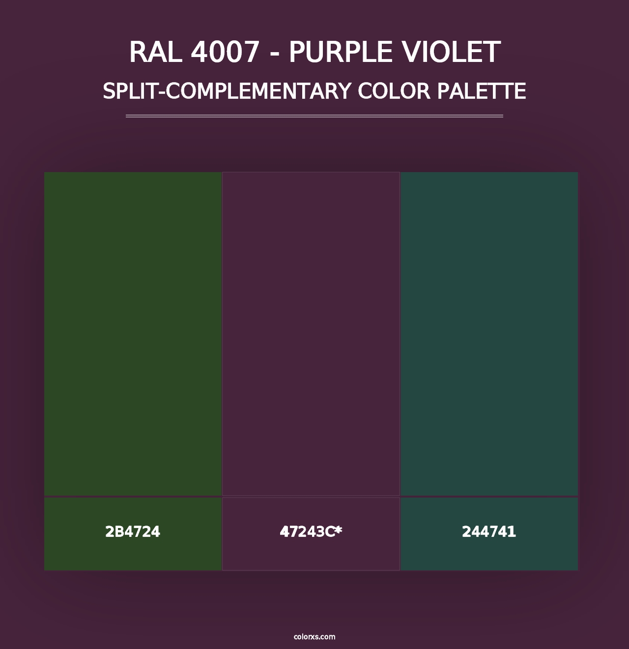 RAL 4007 - Purple Violet - Split-Complementary Color Palette