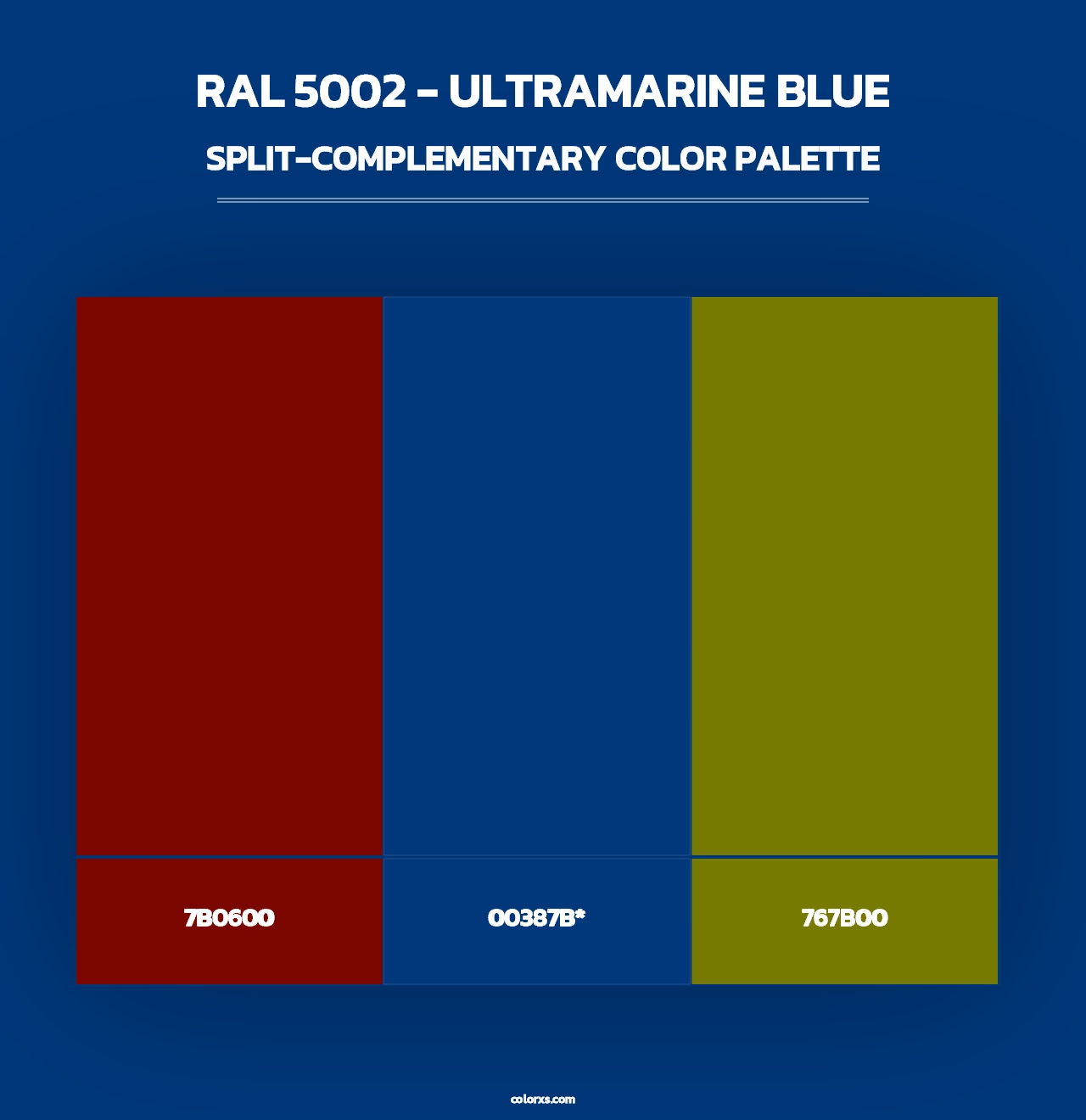 RAL 5002 - Ultramarine Blue - Split-Complementary Color Palette