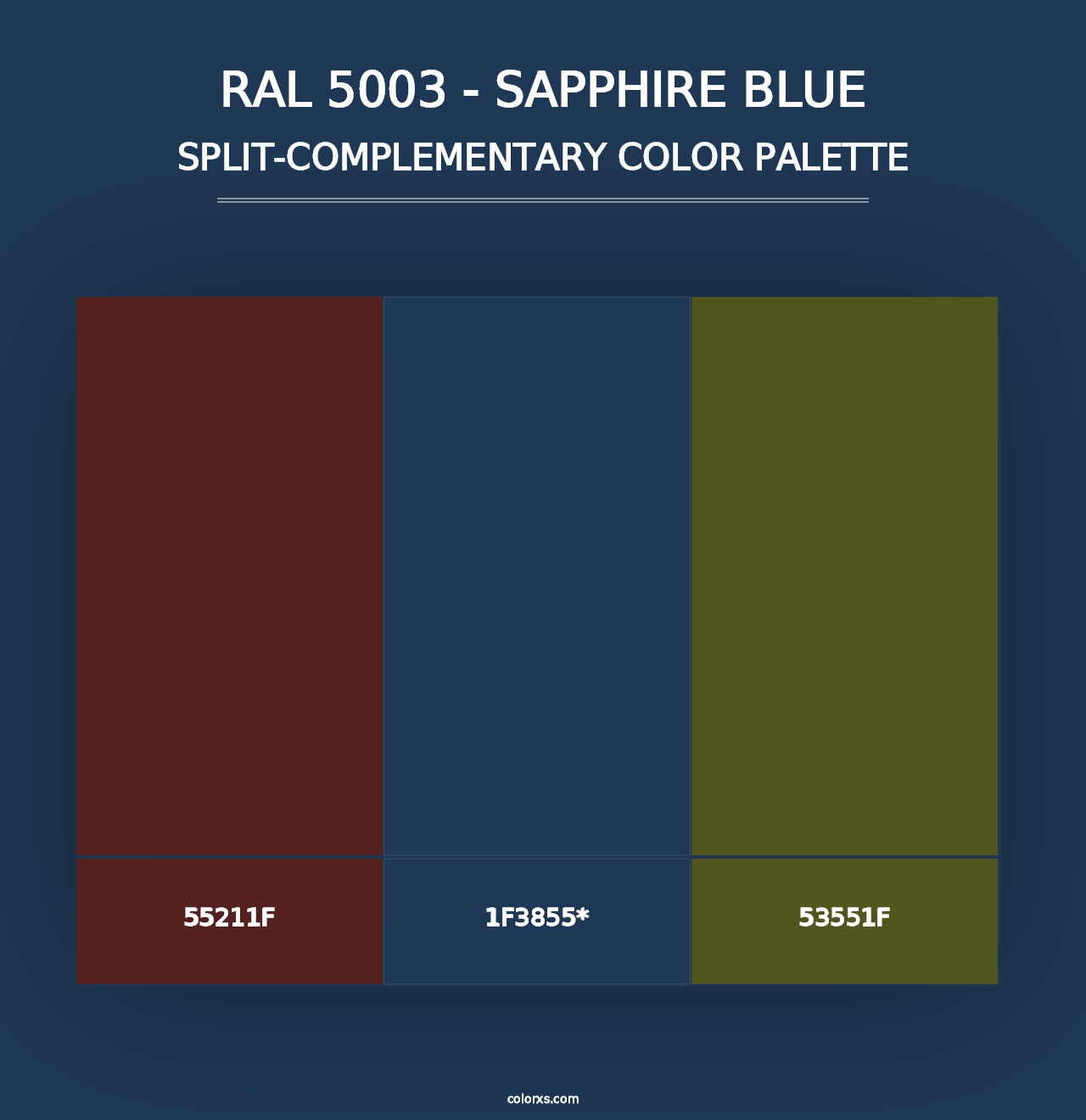 RAL 5003 - Sapphire Blue - Split-Complementary Color Palette