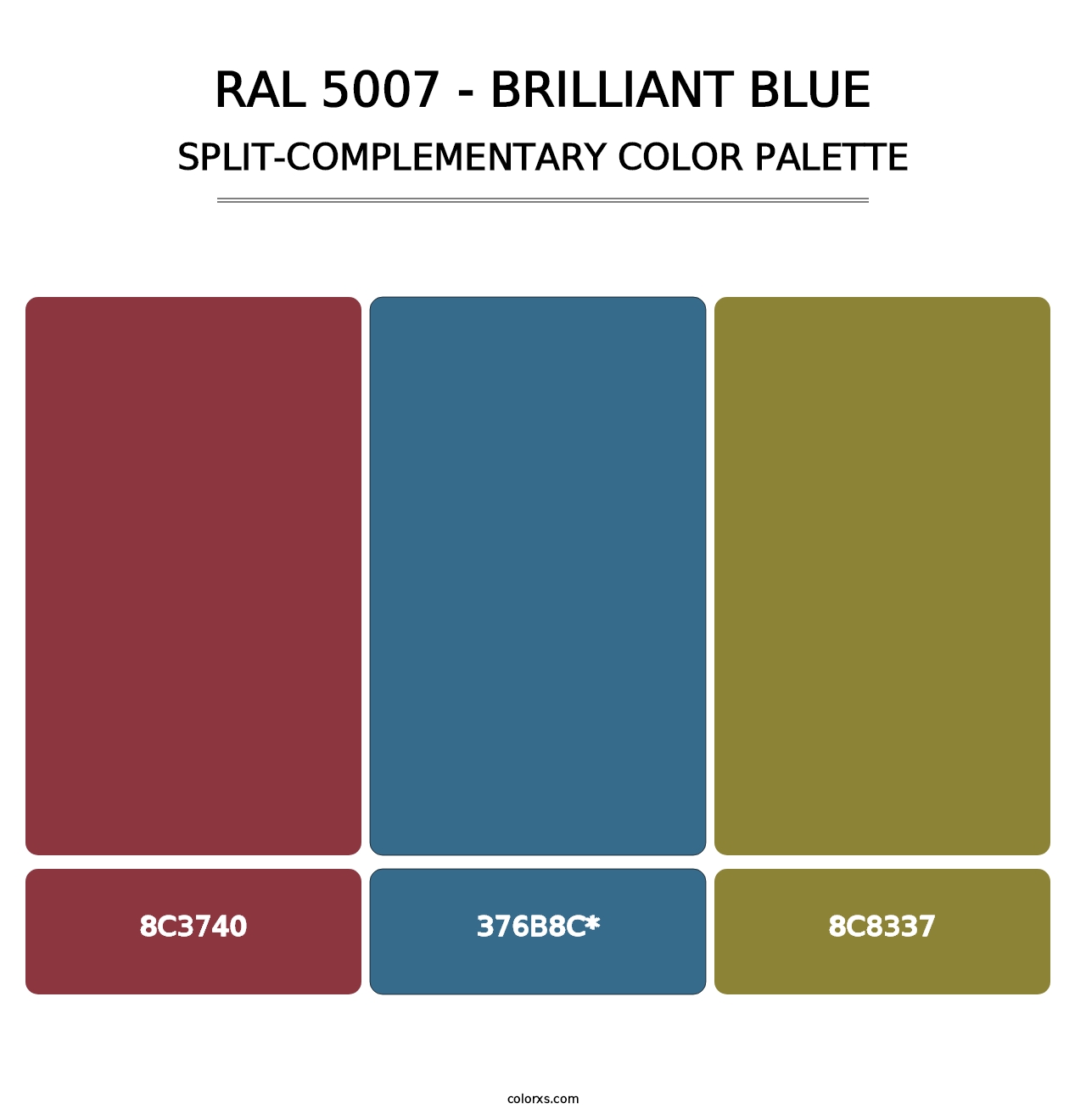 RAL 5007 - Brilliant Blue - Split-Complementary Color Palette