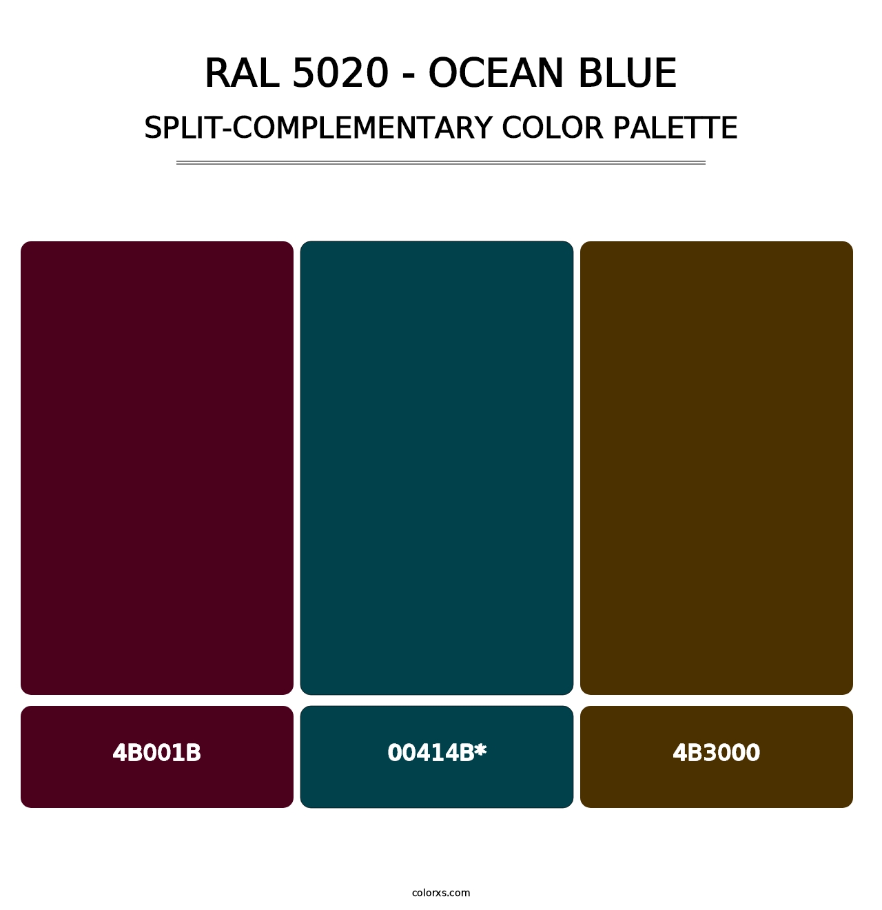 RAL 5020 - Ocean Blue - Split-Complementary Color Palette