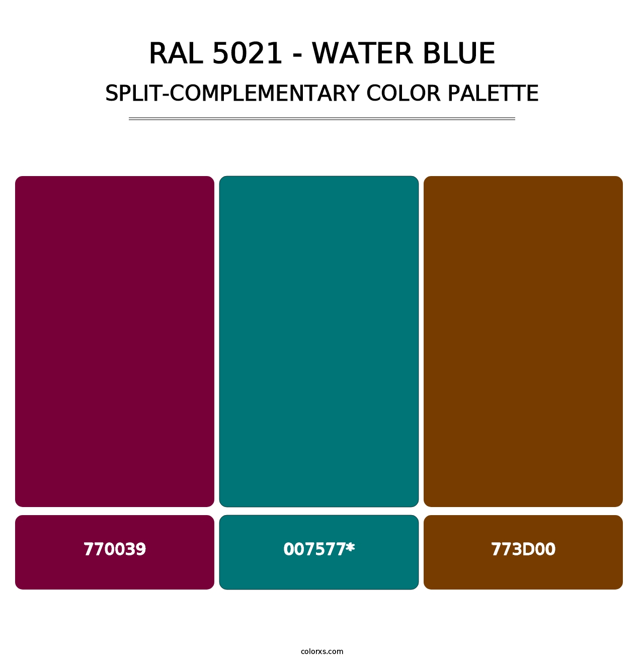 RAL 5021 - Water Blue - Split-Complementary Color Palette