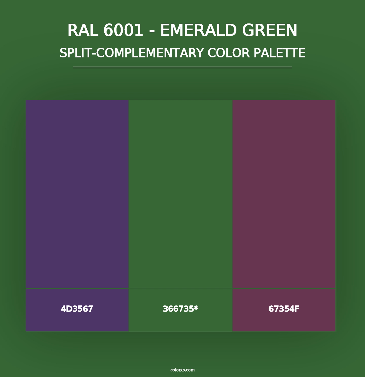 RAL 6001 - Emerald Green - Split-Complementary Color Palette