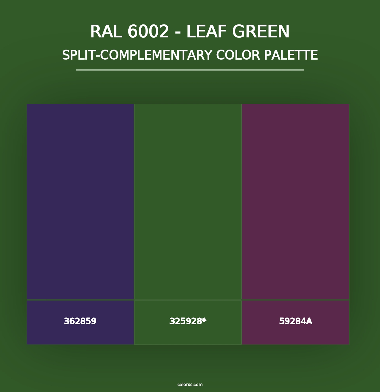 RAL 6002 - Leaf Green - Split-Complementary Color Palette