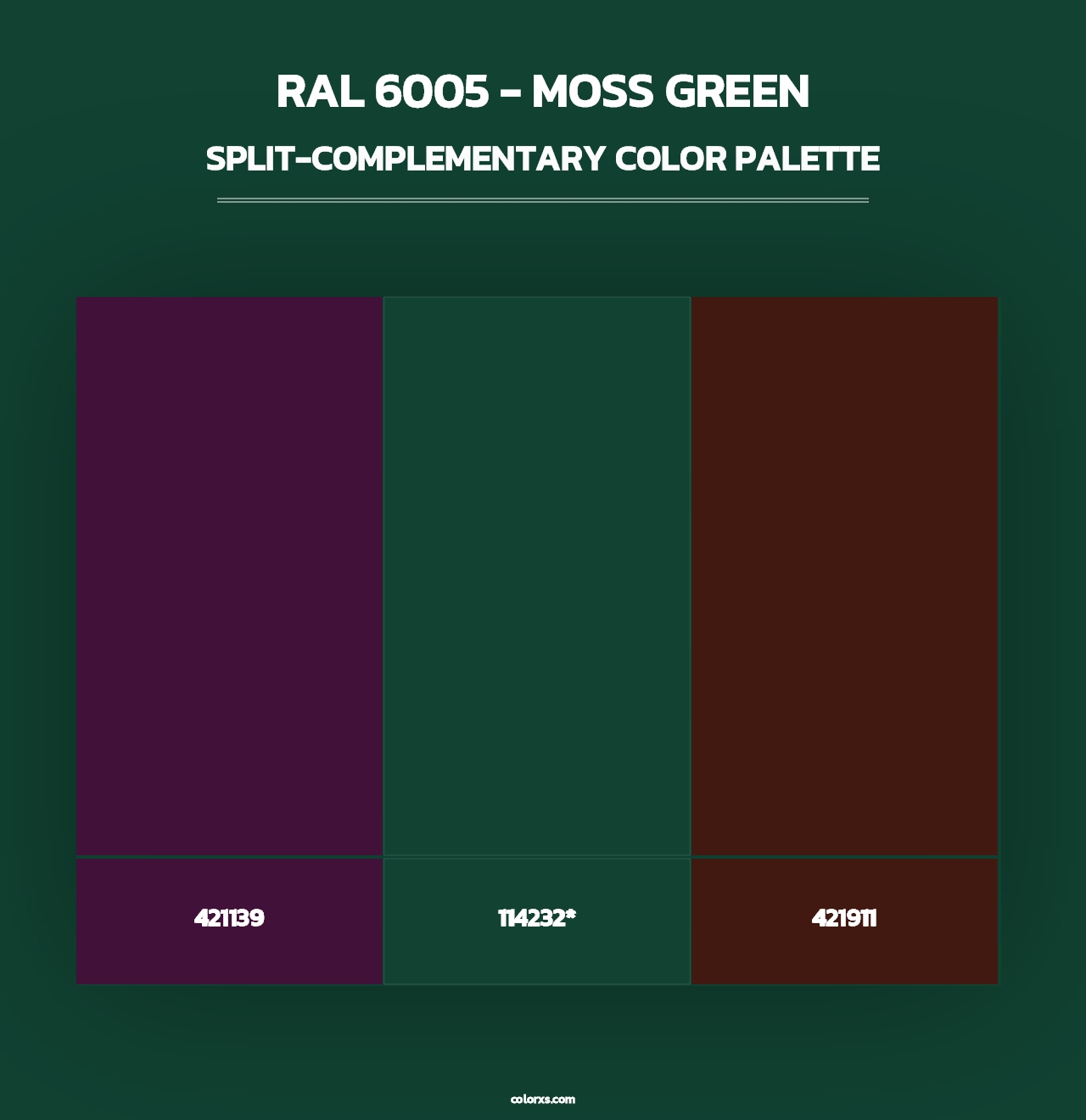 RAL 6005 - Moss Green - Split-Complementary Color Palette