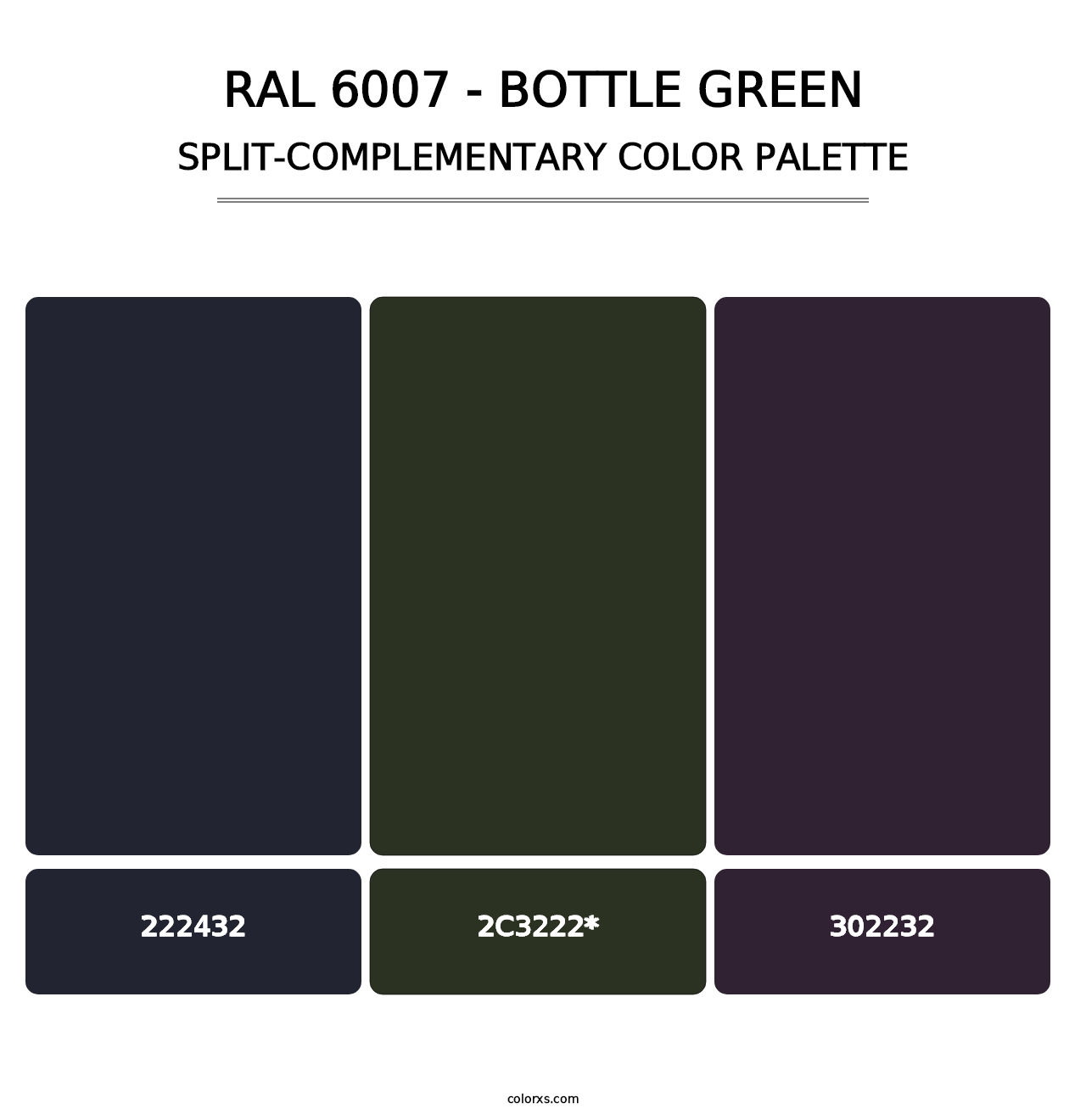 RAL 6007 - Bottle Green - Split-Complementary Color Palette