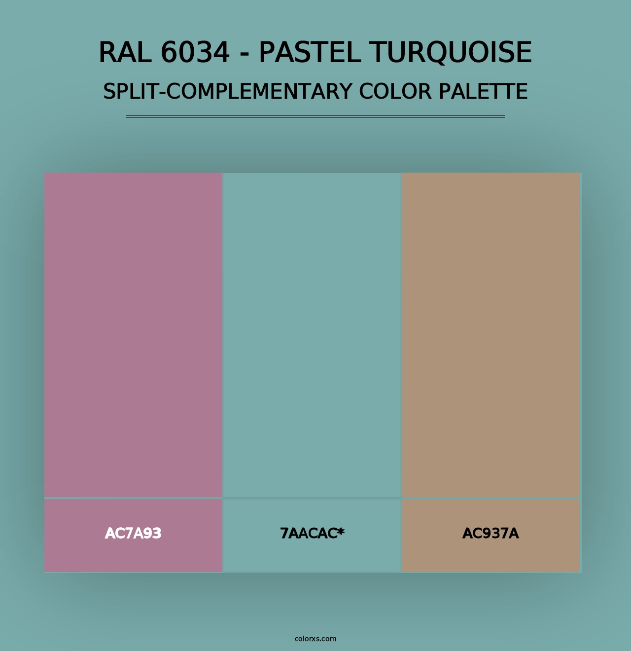 RAL 6034 - Pastel turquoise - Split-Complementary Color Palette