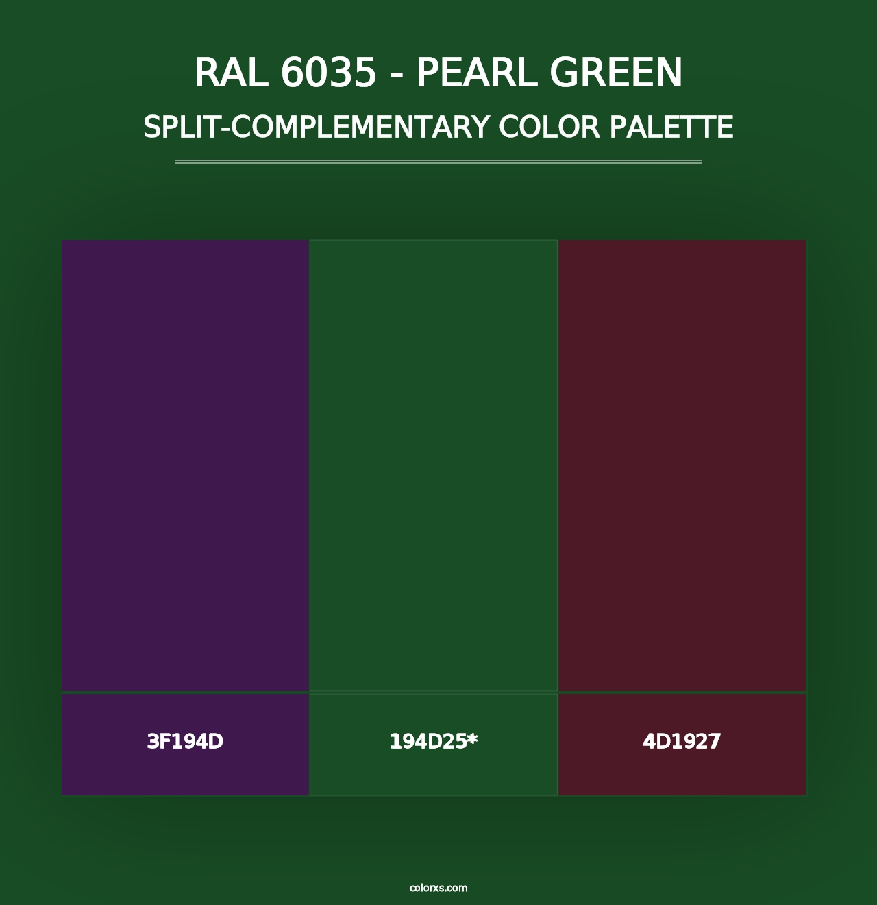 RAL 6035 - Pearl Green - Split-Complementary Color Palette