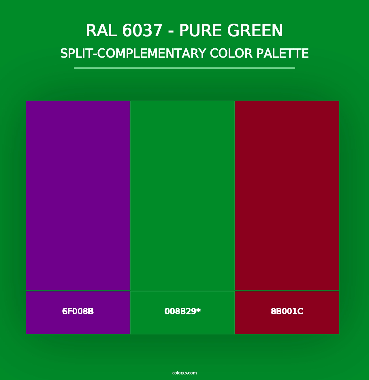 RAL 6037 - Pure Green - Split-Complementary Color Palette