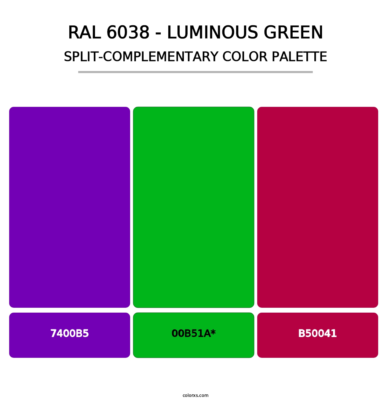 RAL 6038 - Luminous Green - Split-Complementary Color Palette