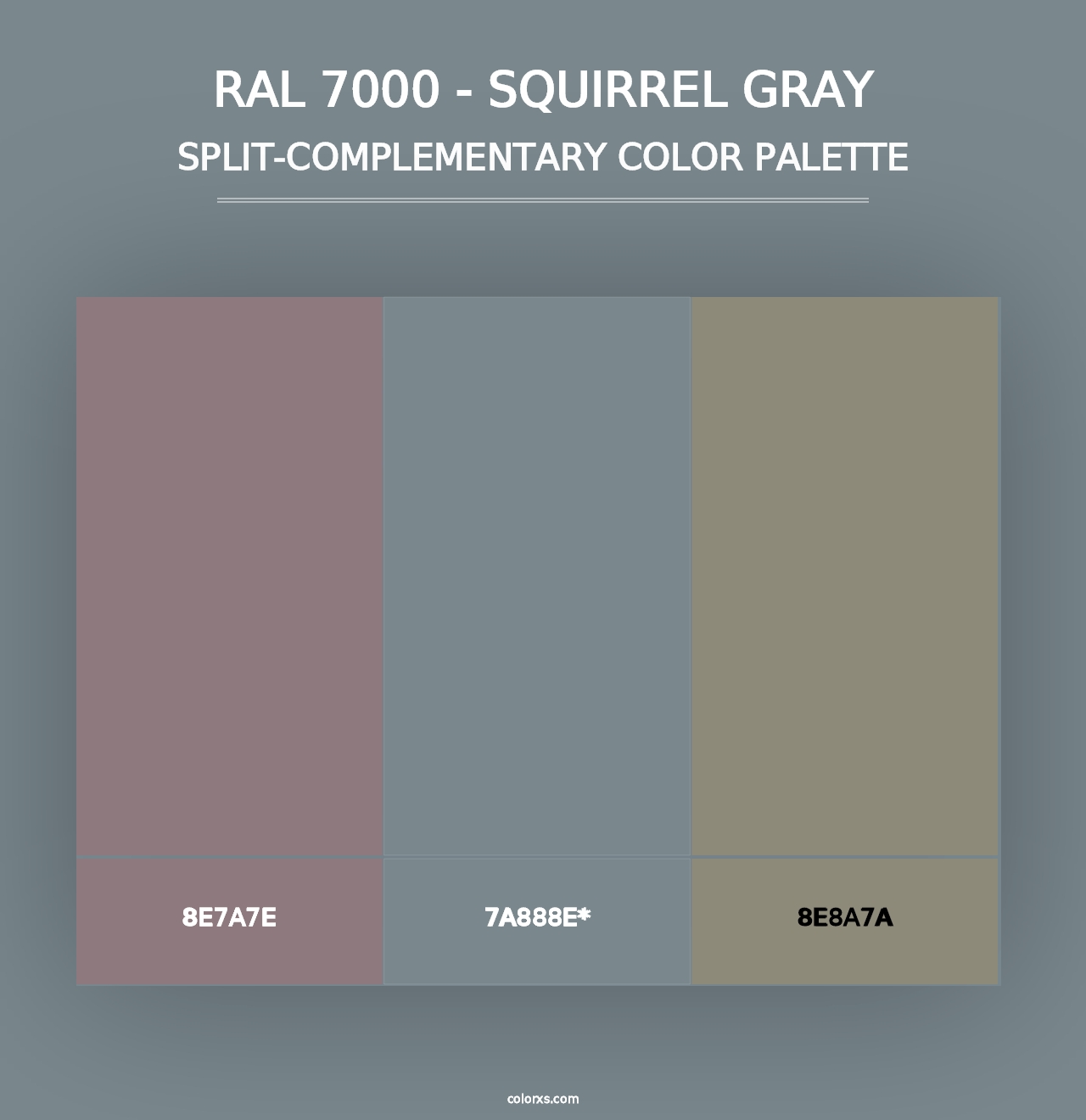 RAL 7000 - Squirrel Gray - Split-Complementary Color Palette