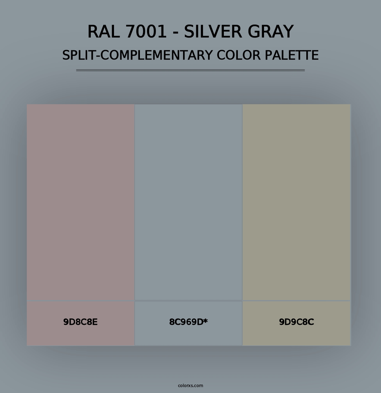 RAL 7001 - Silver Gray - Split-Complementary Color Palette