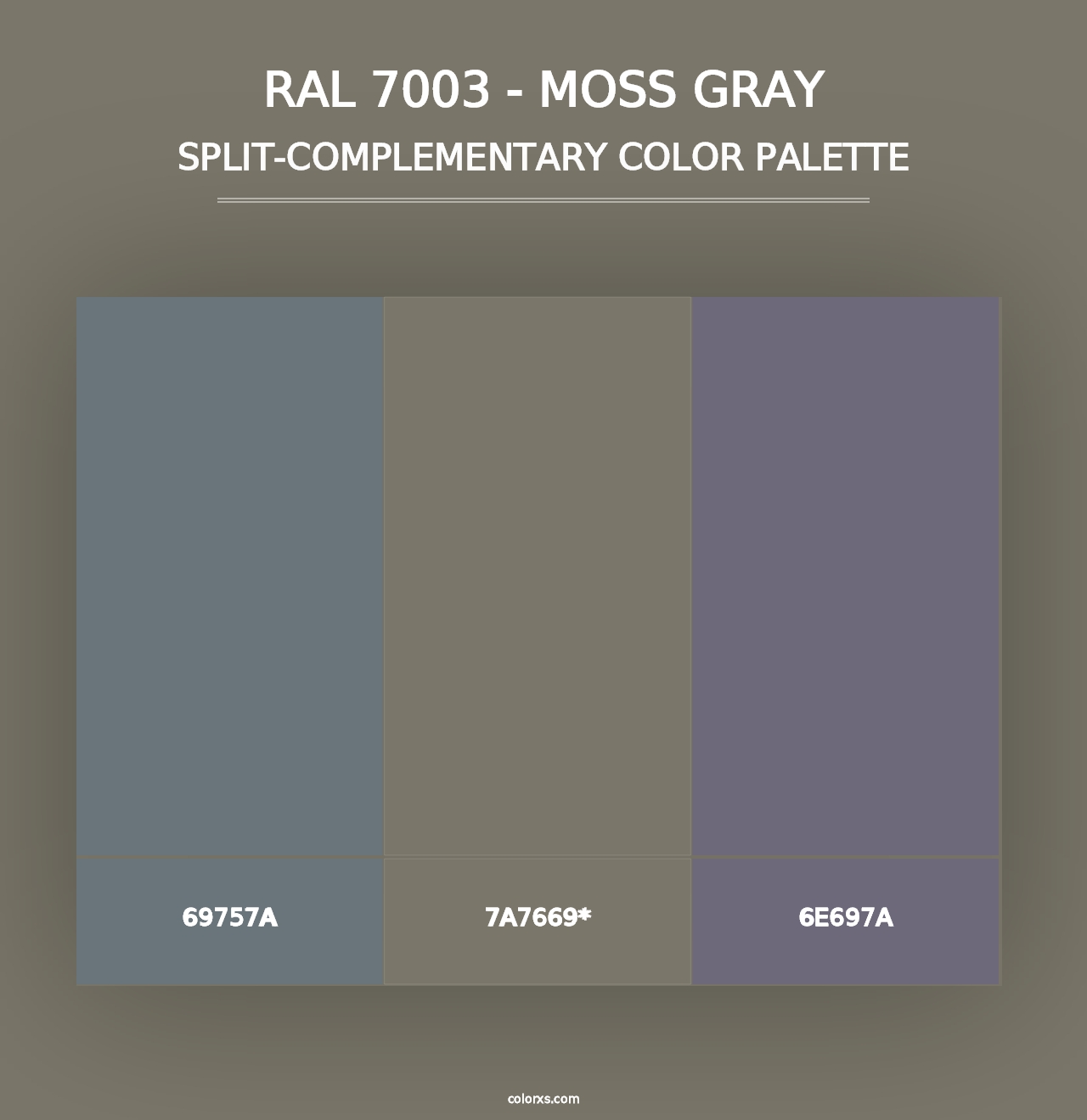 RAL 7003 - Moss Gray - Split-Complementary Color Palette