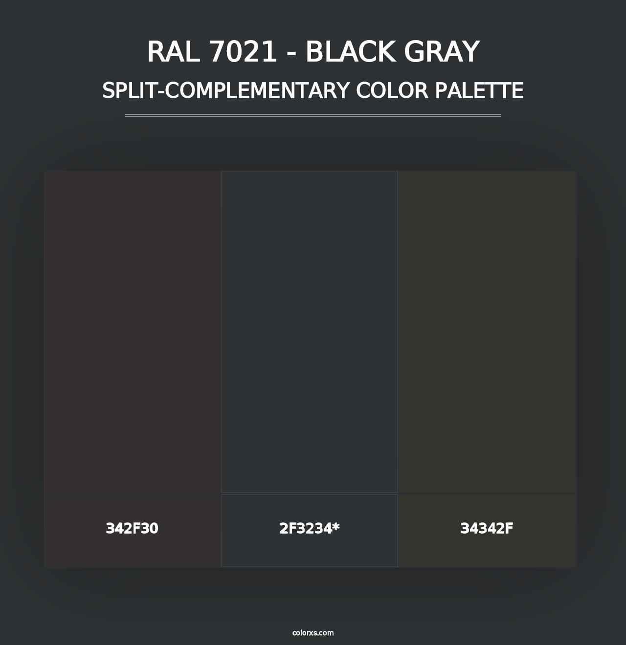 RAL 7021 - Black Gray - Split-Complementary Color Palette