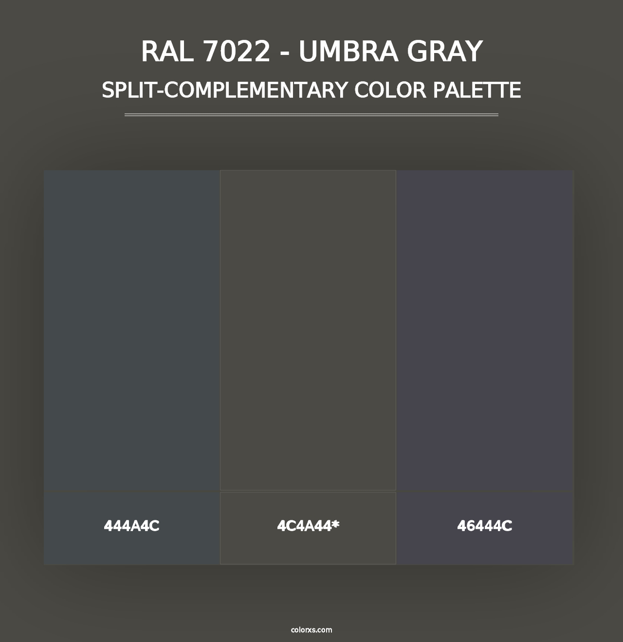 RAL 7022 - Umbra Gray - Split-Complementary Color Palette