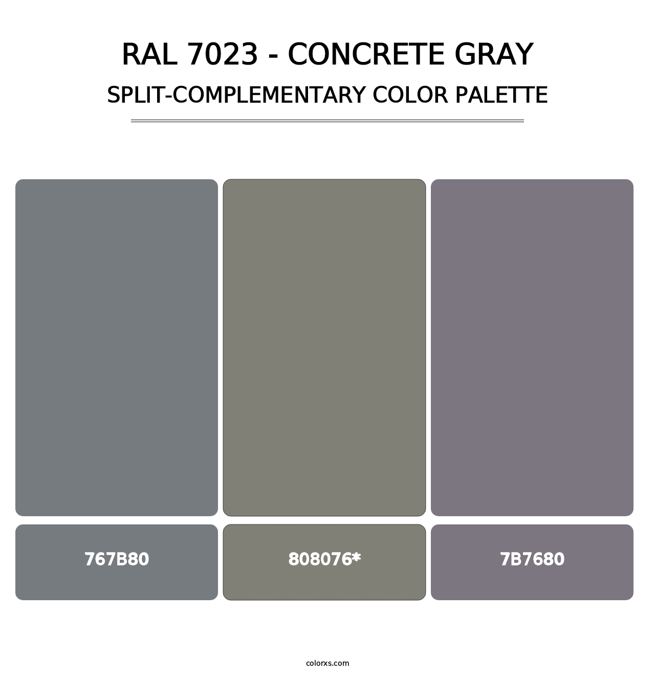 RAL 7023 - Concrete Gray - Split-Complementary Color Palette