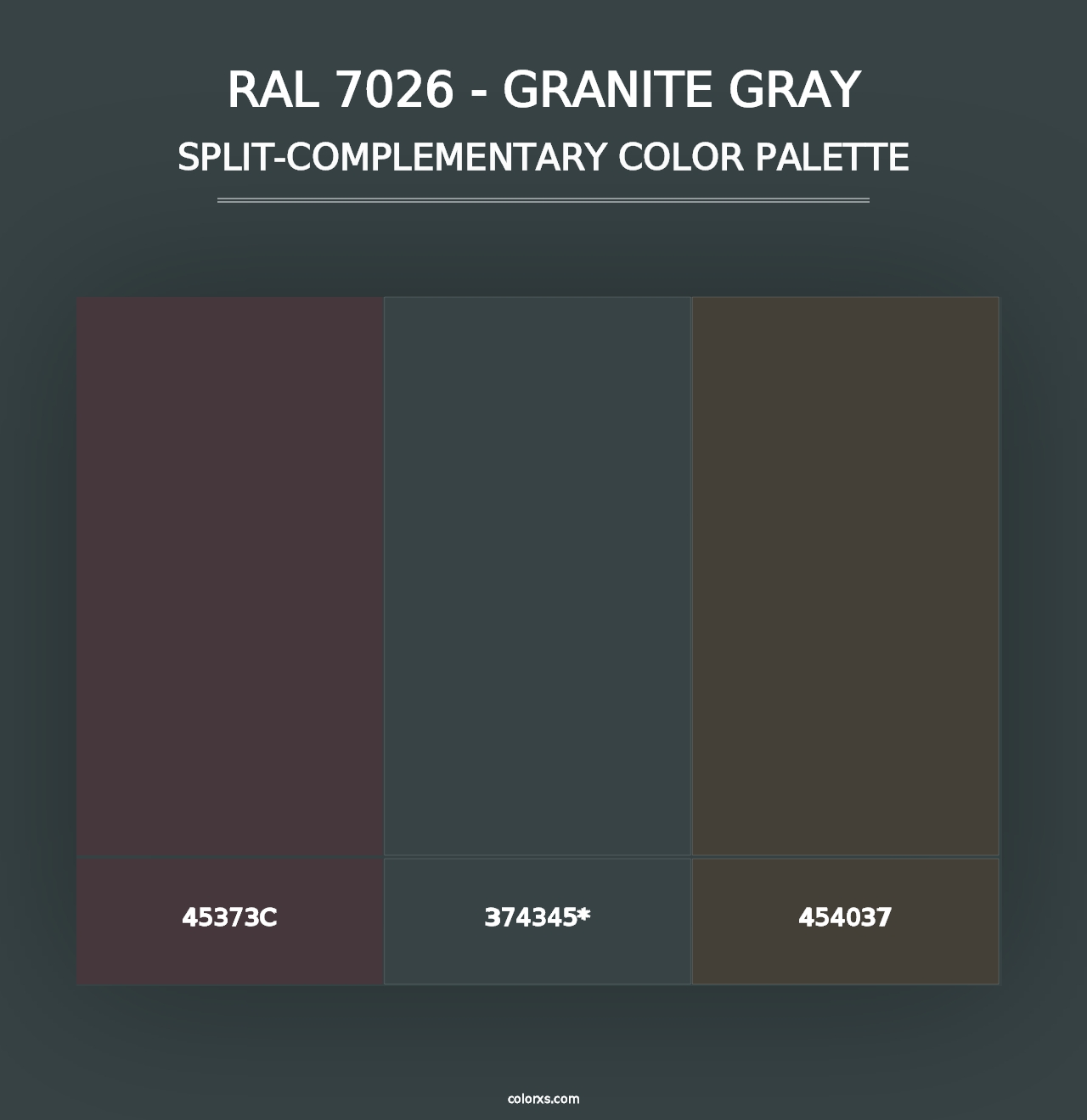 RAL 7026 - Granite Gray - Split-Complementary Color Palette