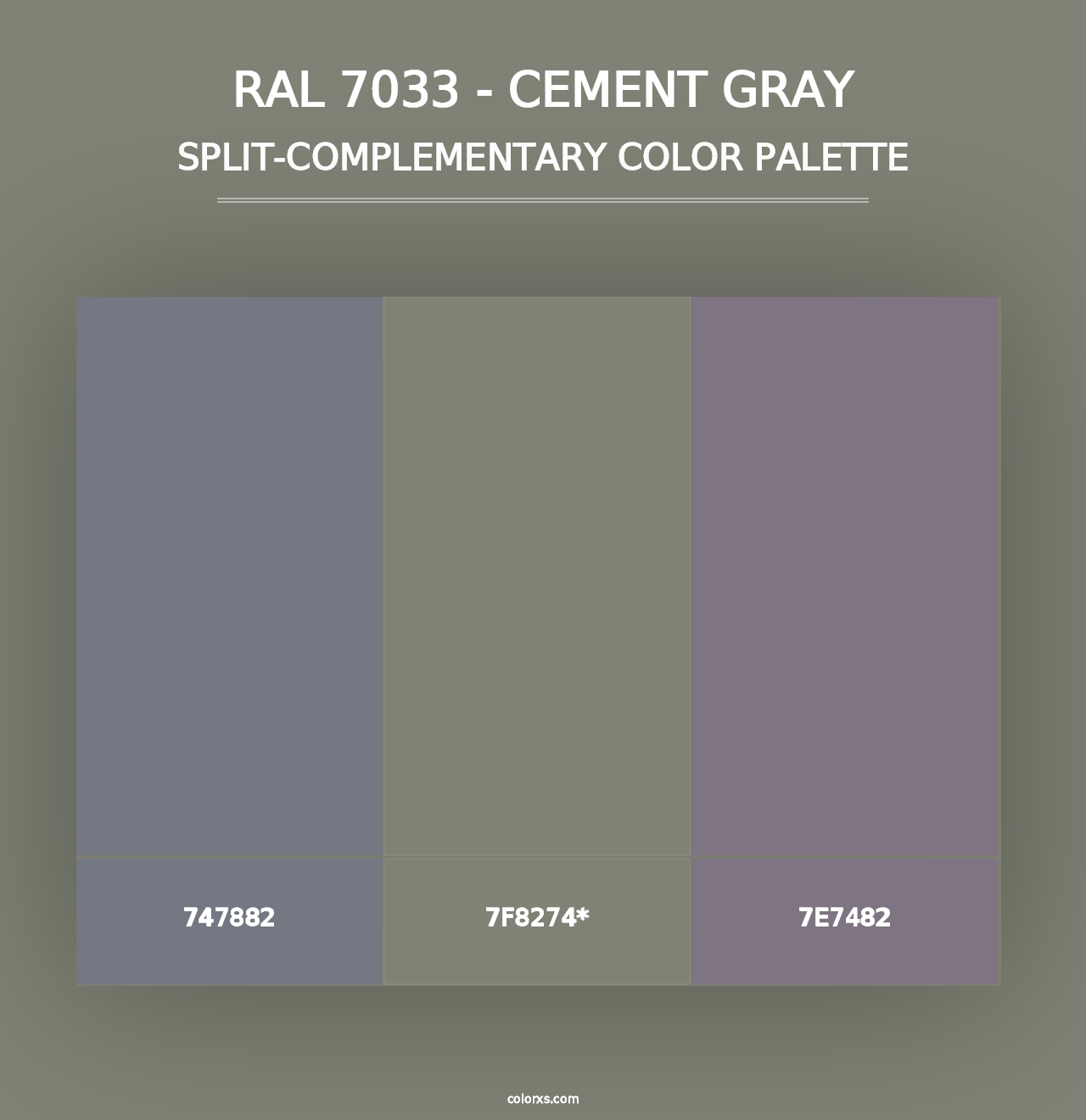 RAL 7033 - Cement Gray - Split-Complementary Color Palette