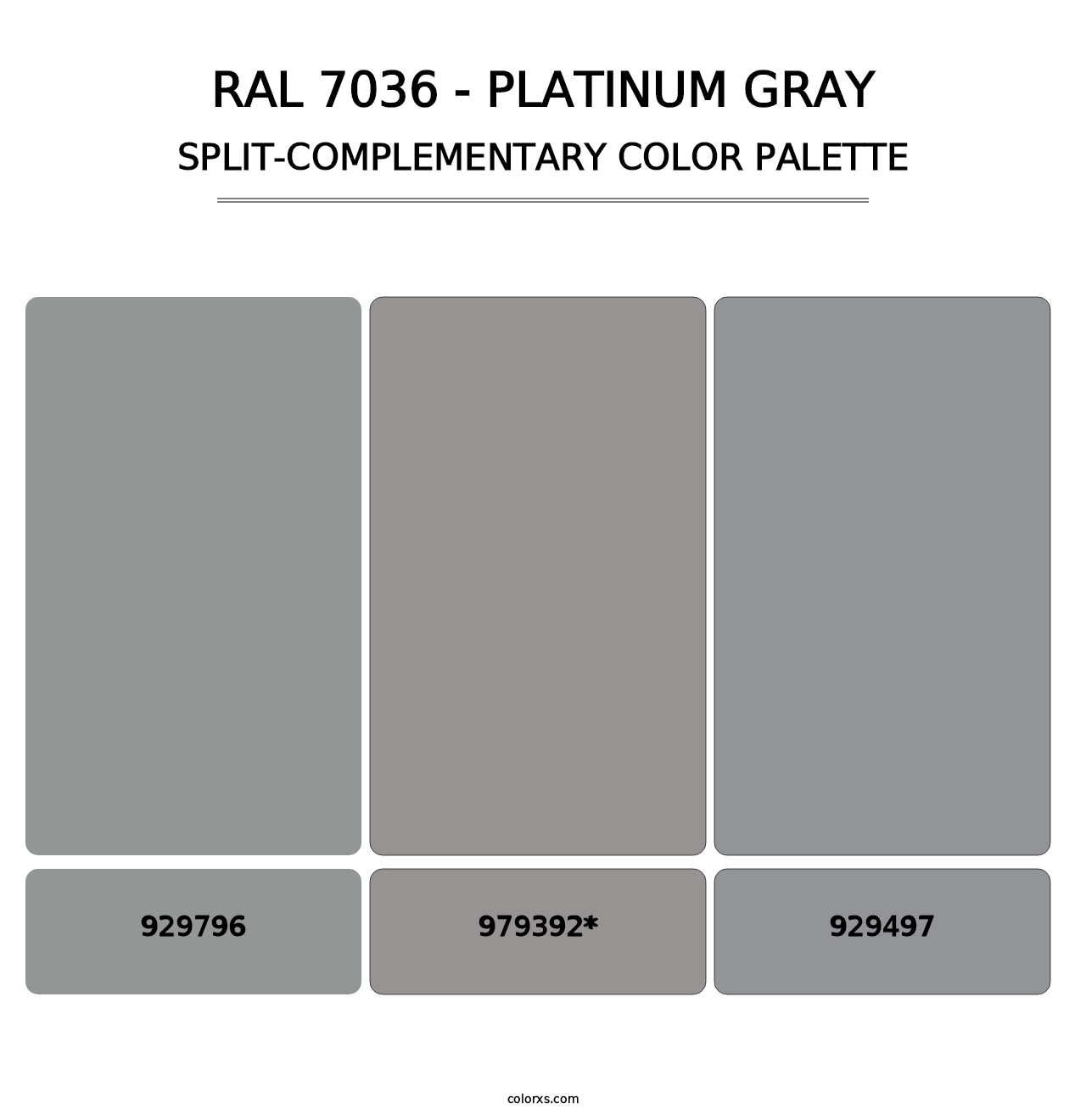 RAL 7036 - Platinum Gray - Split-Complementary Color Palette