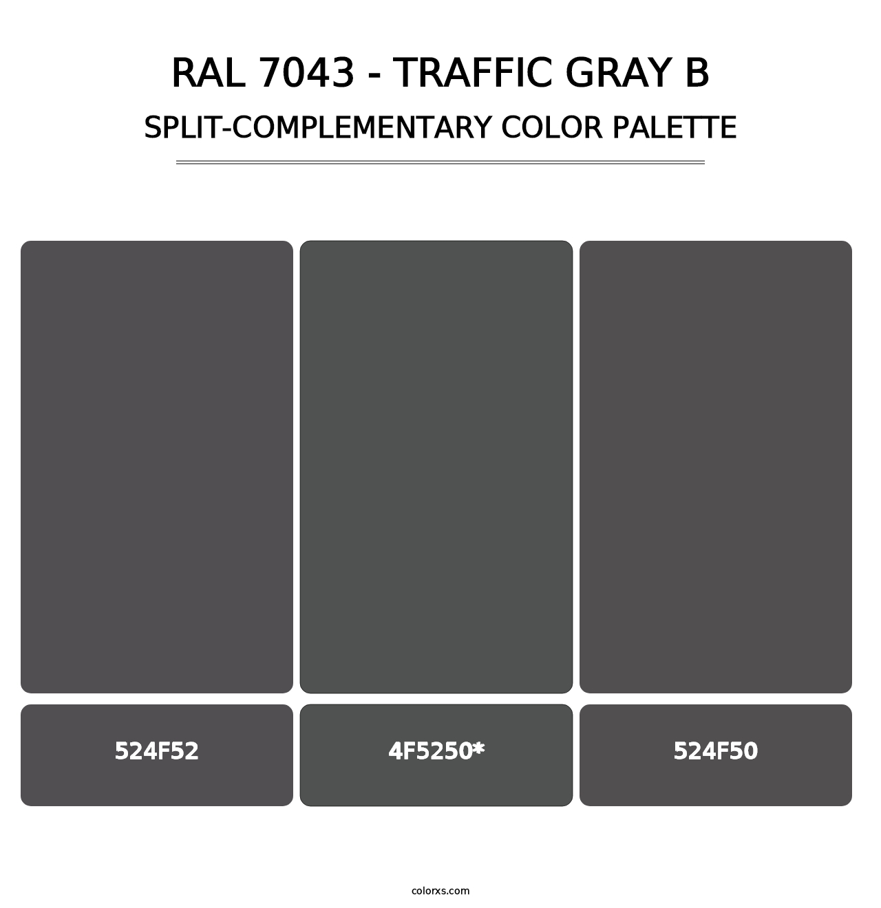 RAL 7043 - Traffic Gray B - Split-Complementary Color Palette