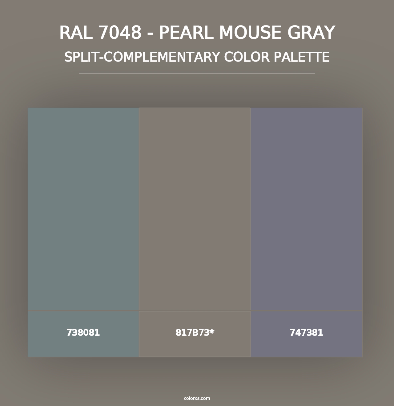 RAL 7048 - Pearl Mouse Gray - Split-Complementary Color Palette