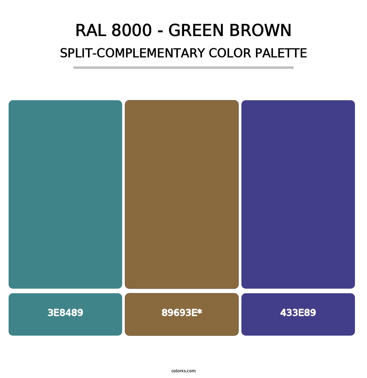 RAL 8000 - Green Brown - Split-Complementary Color Palette