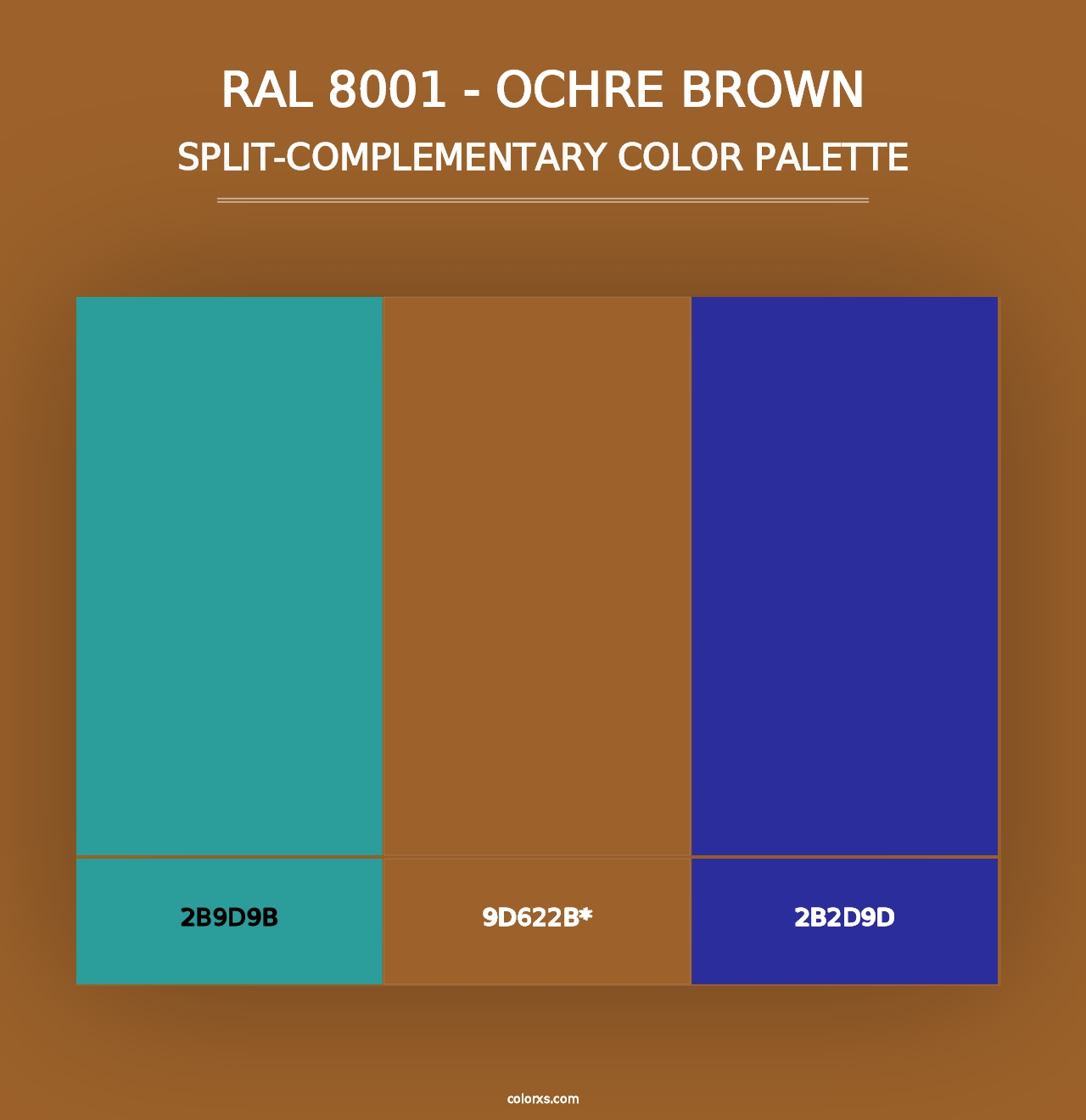 RAL 8001 - Ochre Brown - Split-Complementary Color Palette