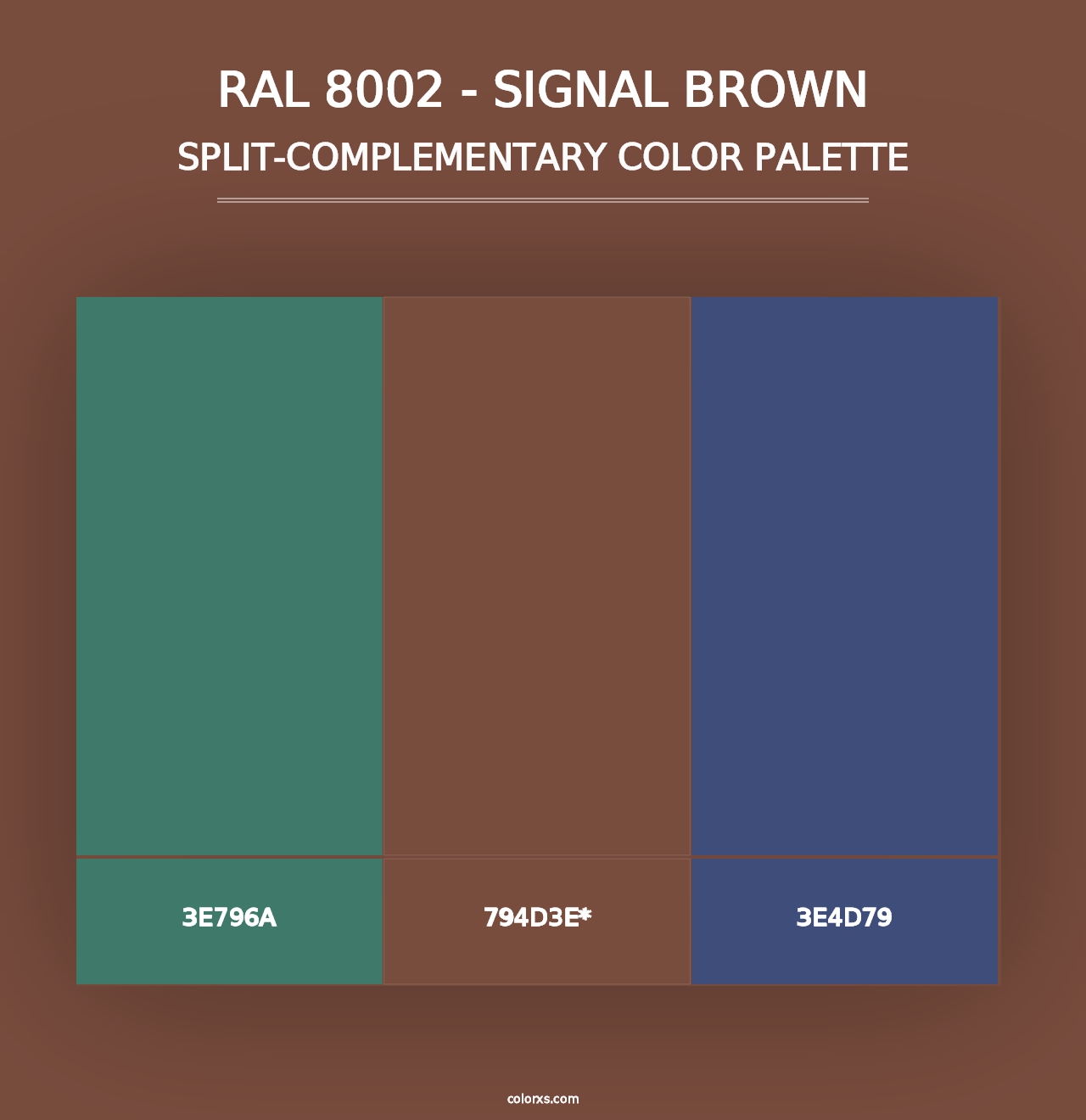 RAL 8002 - Signal Brown - Split-Complementary Color Palette