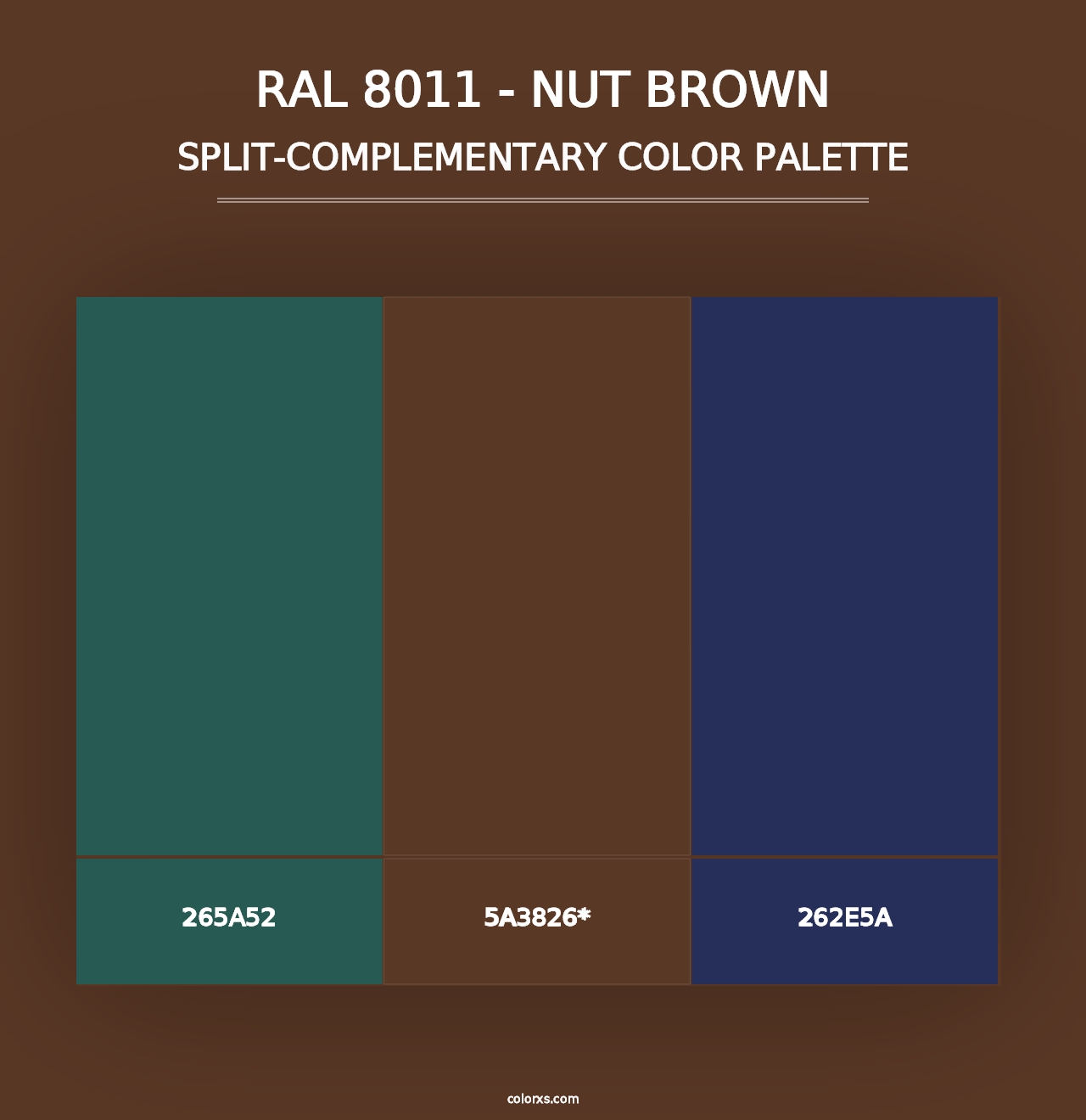 RAL 8011 - Nut Brown - Split-Complementary Color Palette