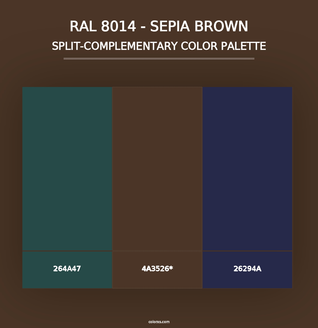 RAL 8014 - Sepia Brown - Split-Complementary Color Palette