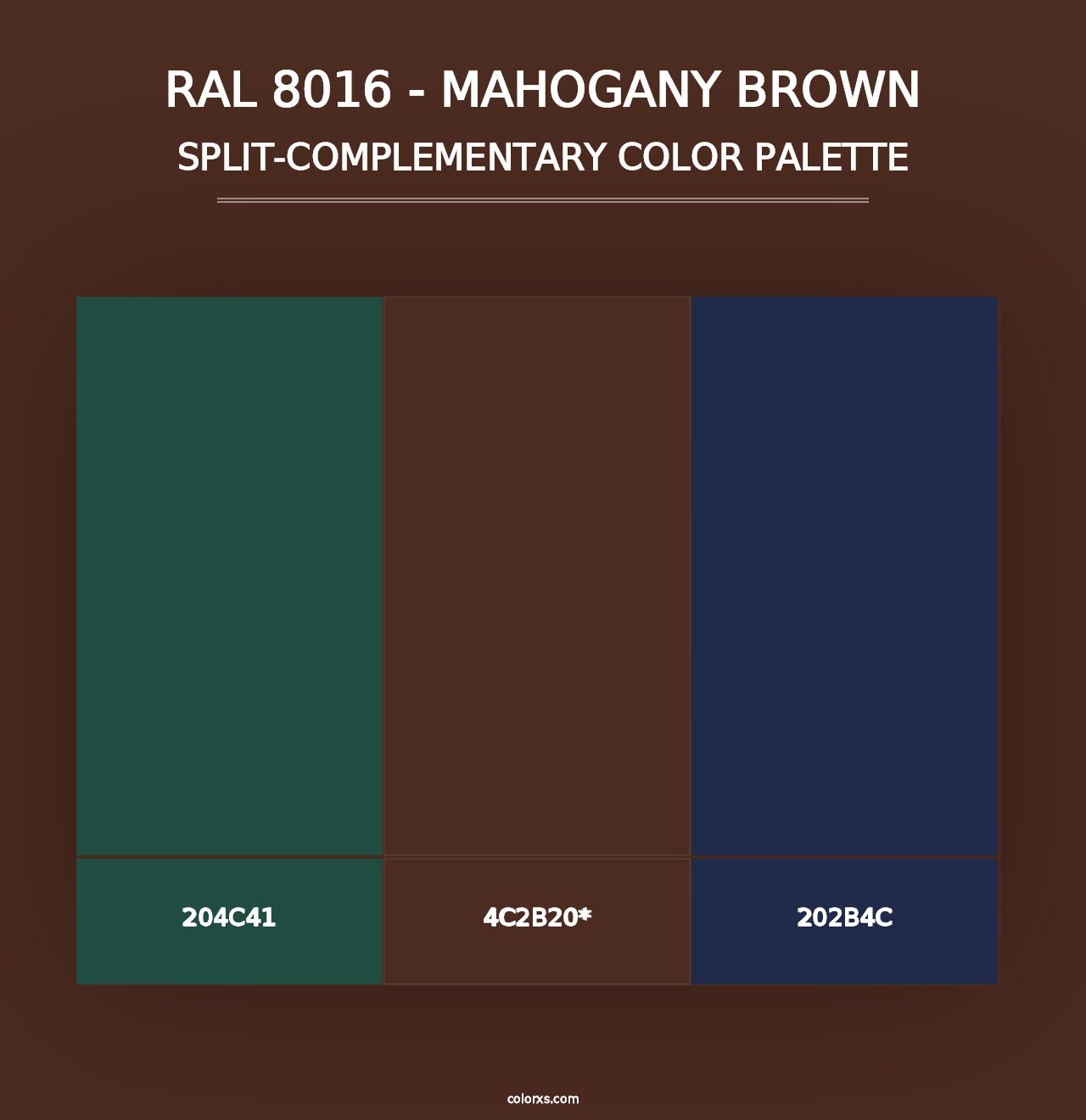 RAL 8016 - Mahogany Brown - Split-Complementary Color Palette