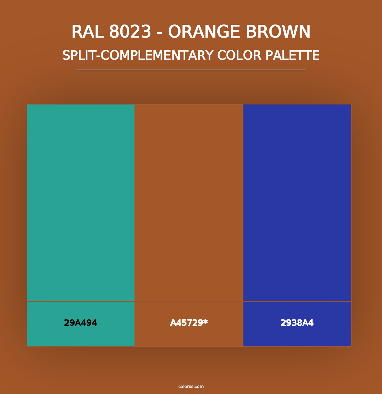 RAL 8023 - Orange Brown - Split-Complementary Color Palette