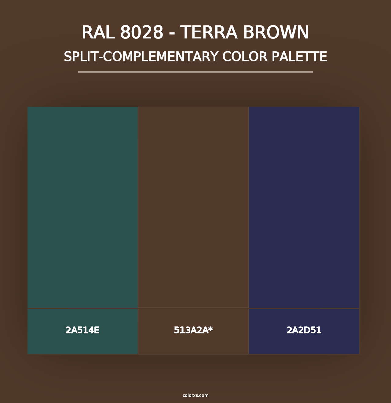 RAL 8028 - Terra Brown - Split-Complementary Color Palette