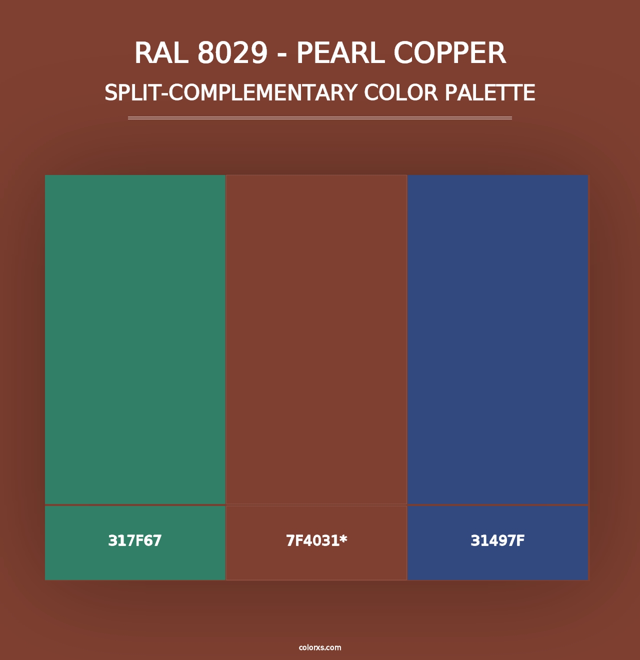 RAL 8029 - Pearl Copper - Split-Complementary Color Palette