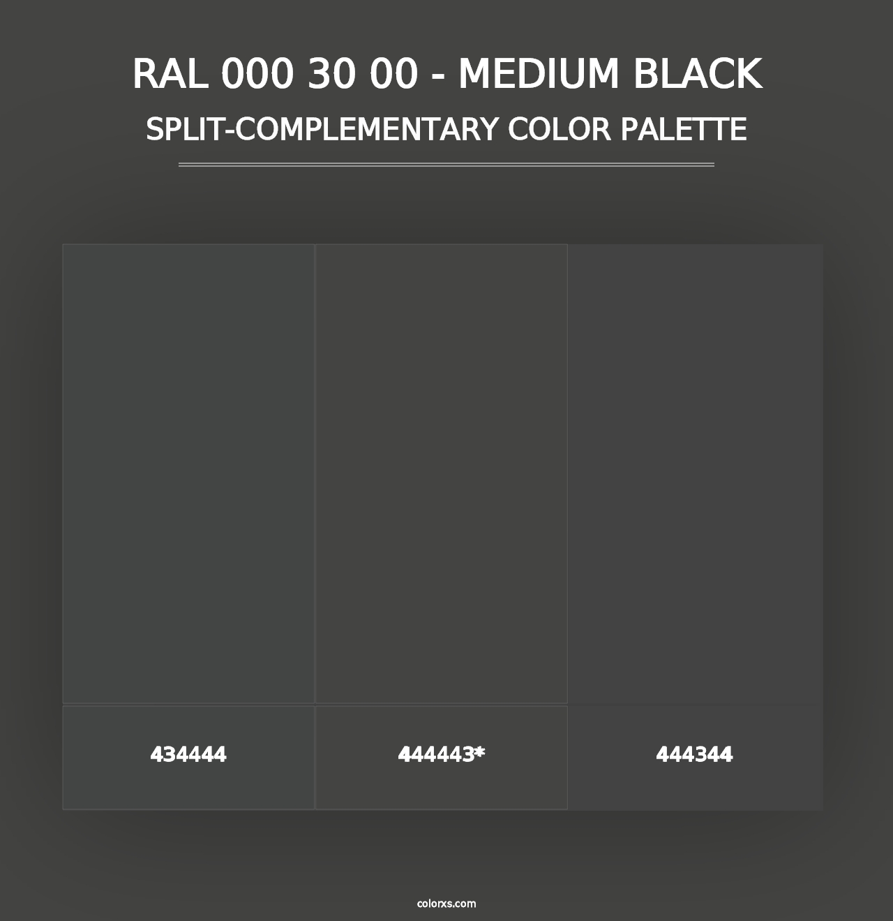 RAL 000 30 00 - Medium Black - Split-Complementary Color Palette