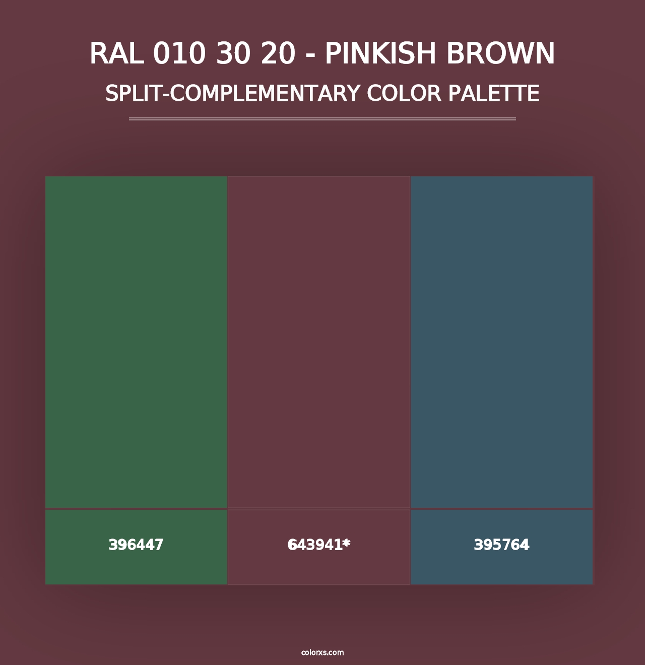 RAL 010 30 20 - Pinkish Brown - Split-Complementary Color Palette