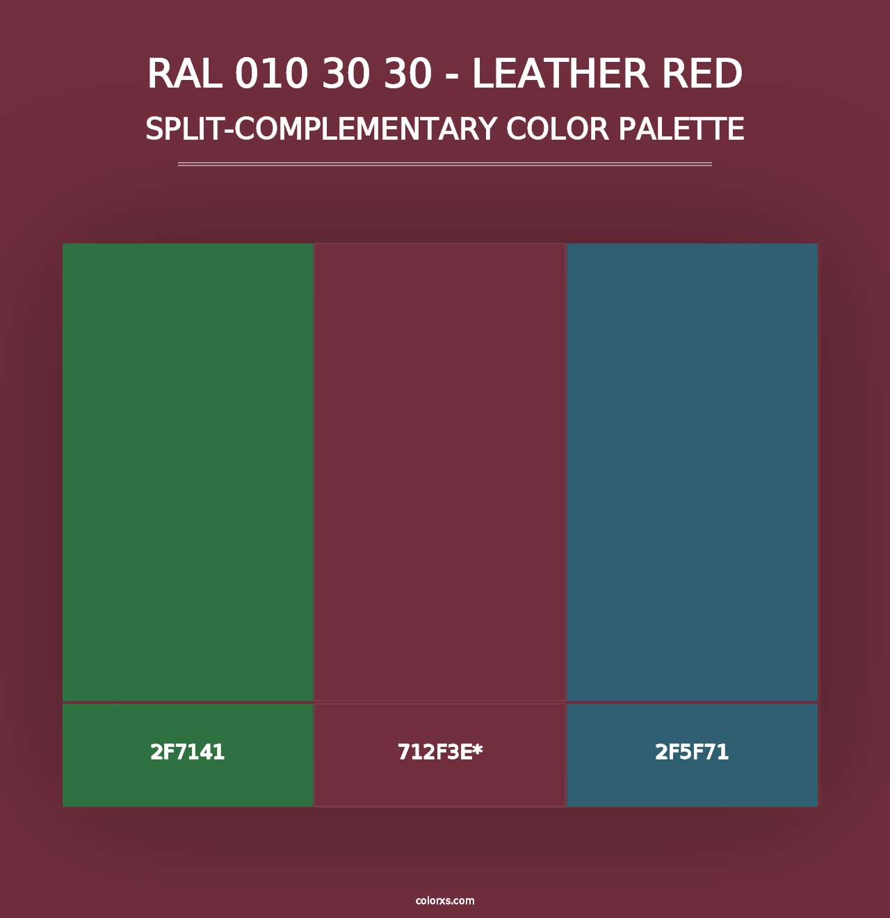 RAL 010 30 30 - Leather Red - Split-Complementary Color Palette