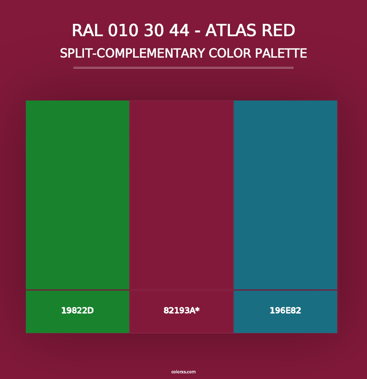 RAL 010 30 44 - Atlas Red - Split-Complementary Color Palette