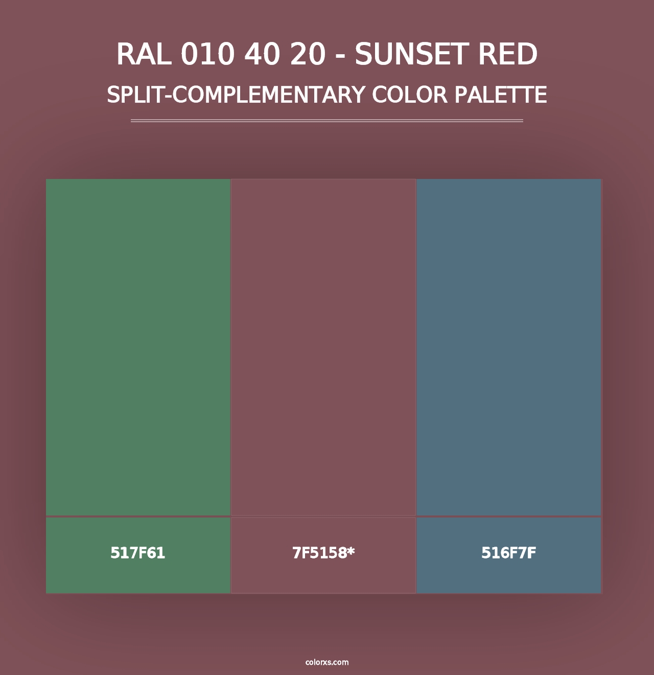 RAL 010 40 20 - Sunset Red - Split-Complementary Color Palette