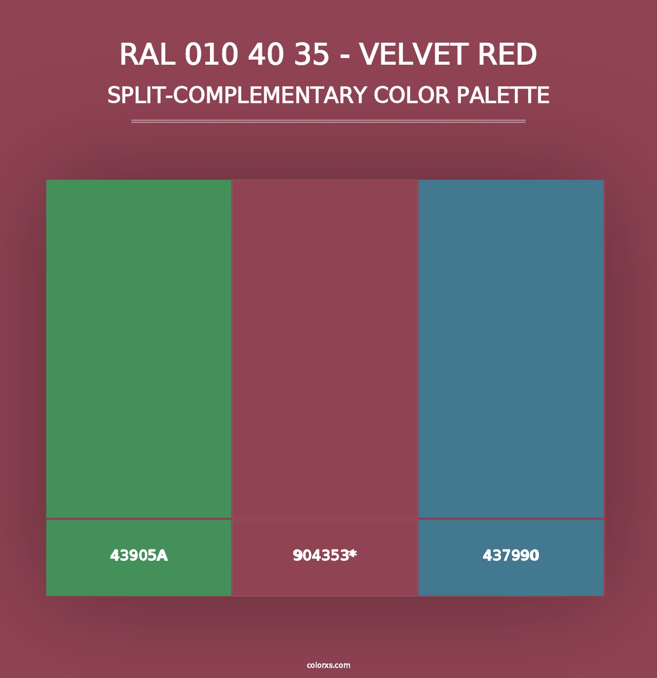 RAL 010 40 35 - Velvet Red - Split-Complementary Color Palette