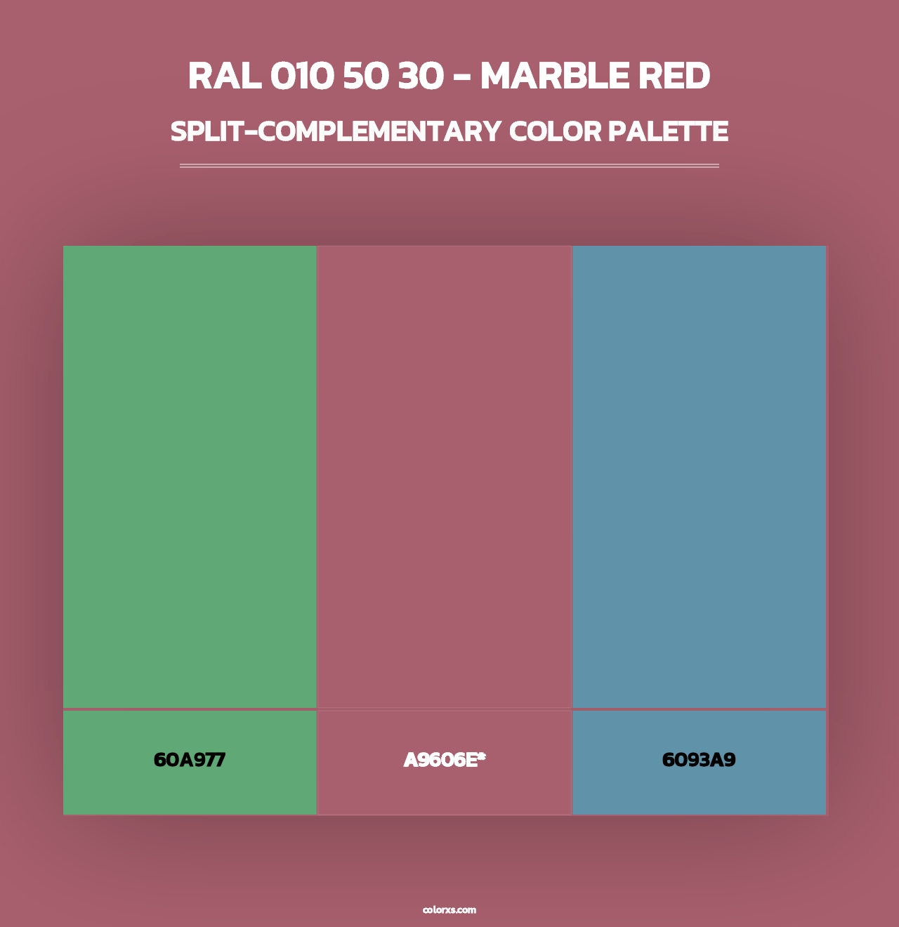 RAL 010 50 30 - Marble Red - Split-Complementary Color Palette