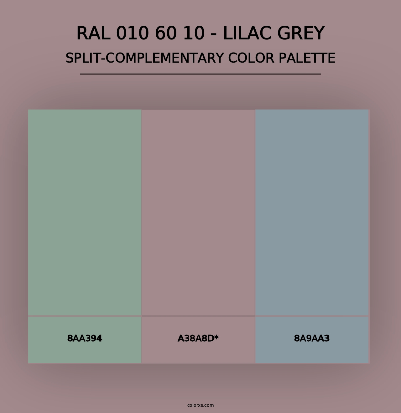 RAL 010 60 10 - Lilac Grey - Split-Complementary Color Palette