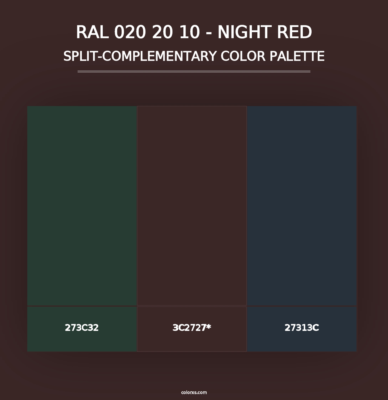 RAL 020 20 10 - Night Red - Split-Complementary Color Palette