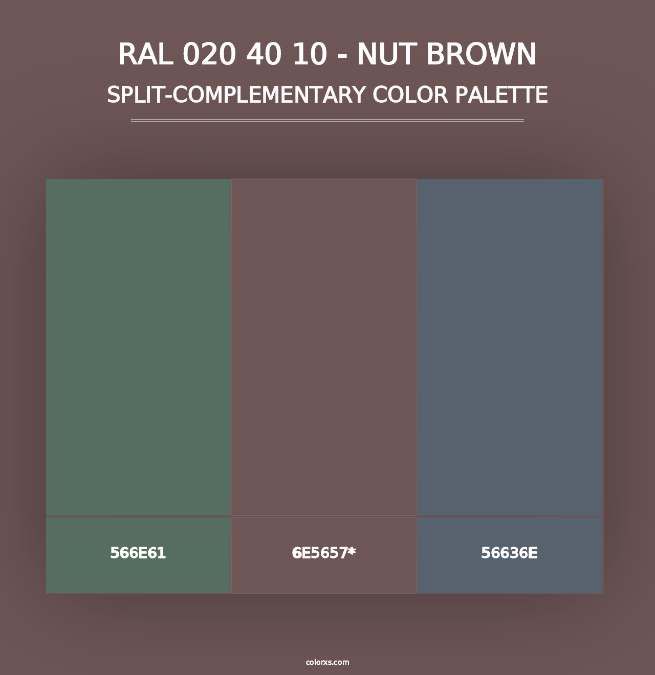 RAL 020 40 10 - Nut Brown - Split-Complementary Color Palette