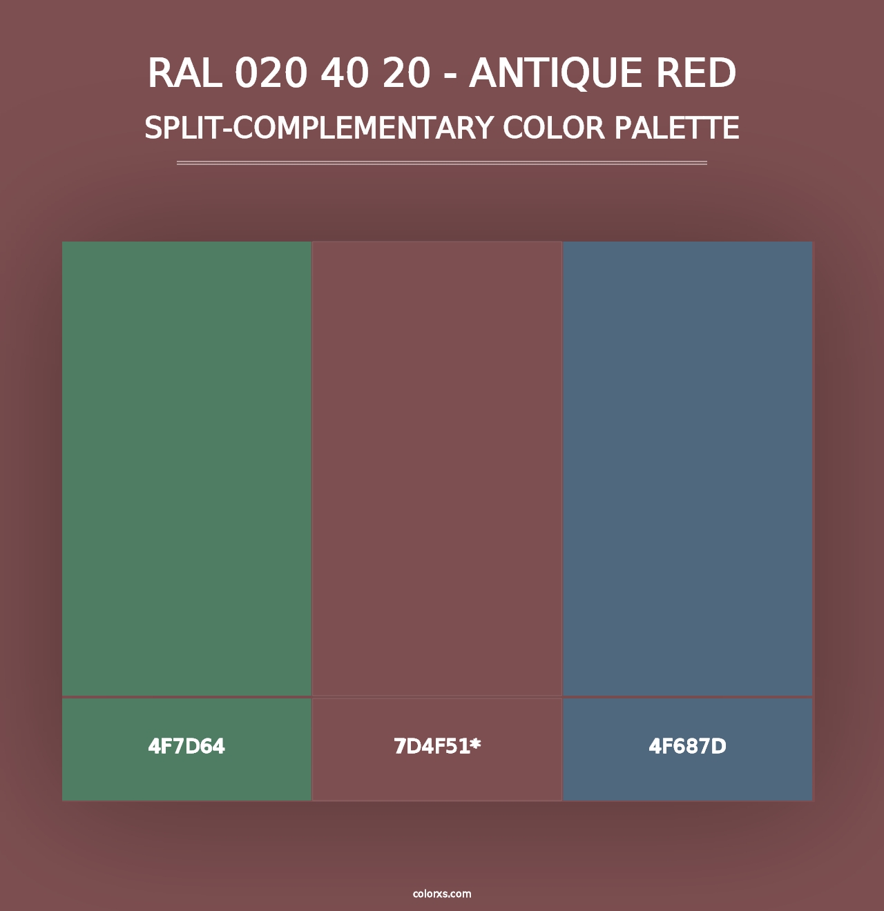 RAL 020 40 20 - Antique Red - Split-Complementary Color Palette