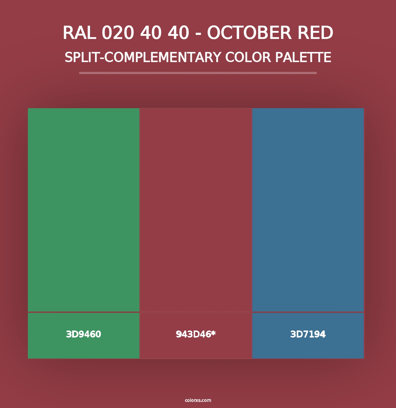 RAL 020 40 40 - October Red - Split-Complementary Color Palette