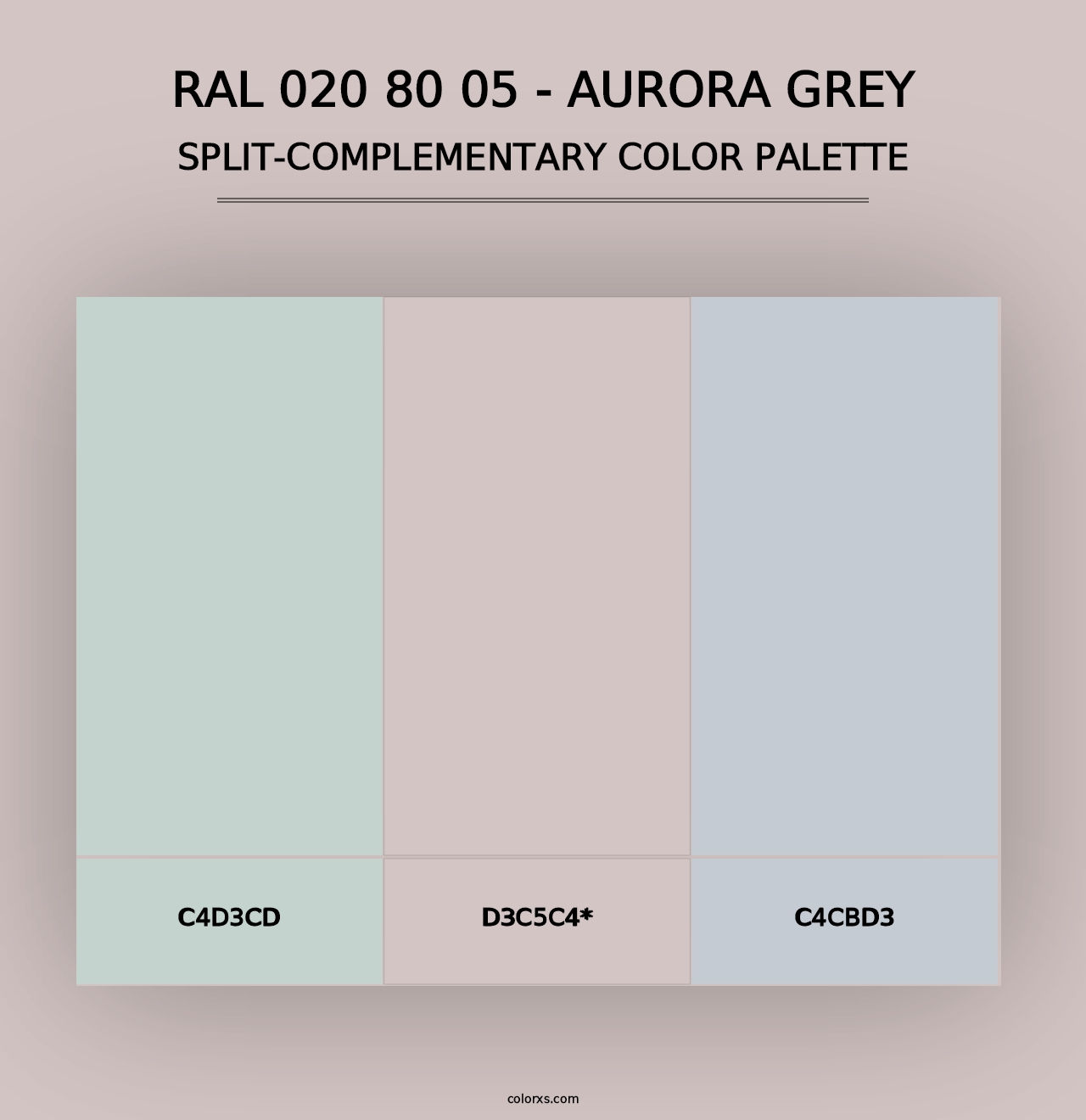 RAL 020 80 05 - Aurora Grey - Split-Complementary Color Palette